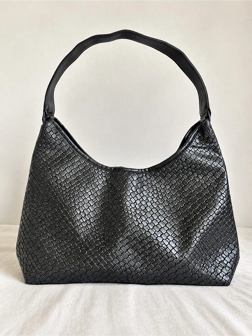 Woven Hobo Bag in Black Like New